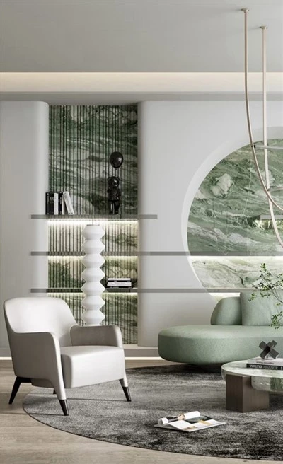 Gresie cu efect de marmura verde